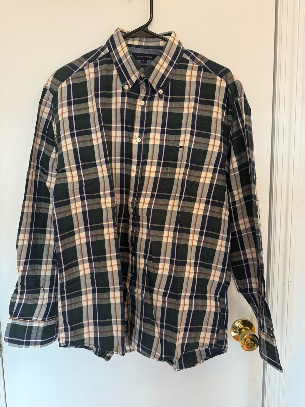 Tommy Hilfiger Men’s Green Plaid Button-Down Shirt XL